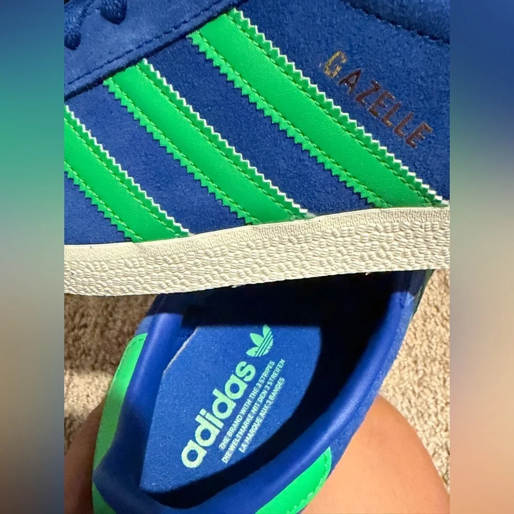 Adidas Gazelle‎ Sneakers Suede Royal Blue/Green Sz 9.5 Men woman Sz 11 Retro
